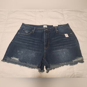 Time and Tru Blue Jean Shorts with Frayed Hem   NWT